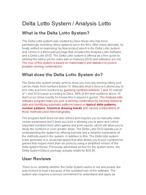 delta lotto system|delta lottery system for powerball.